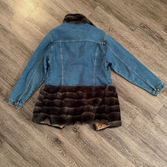 Tasha Polizzi Denim Jacket with Rich Brown Fur Accents - Picture 7 of 10
